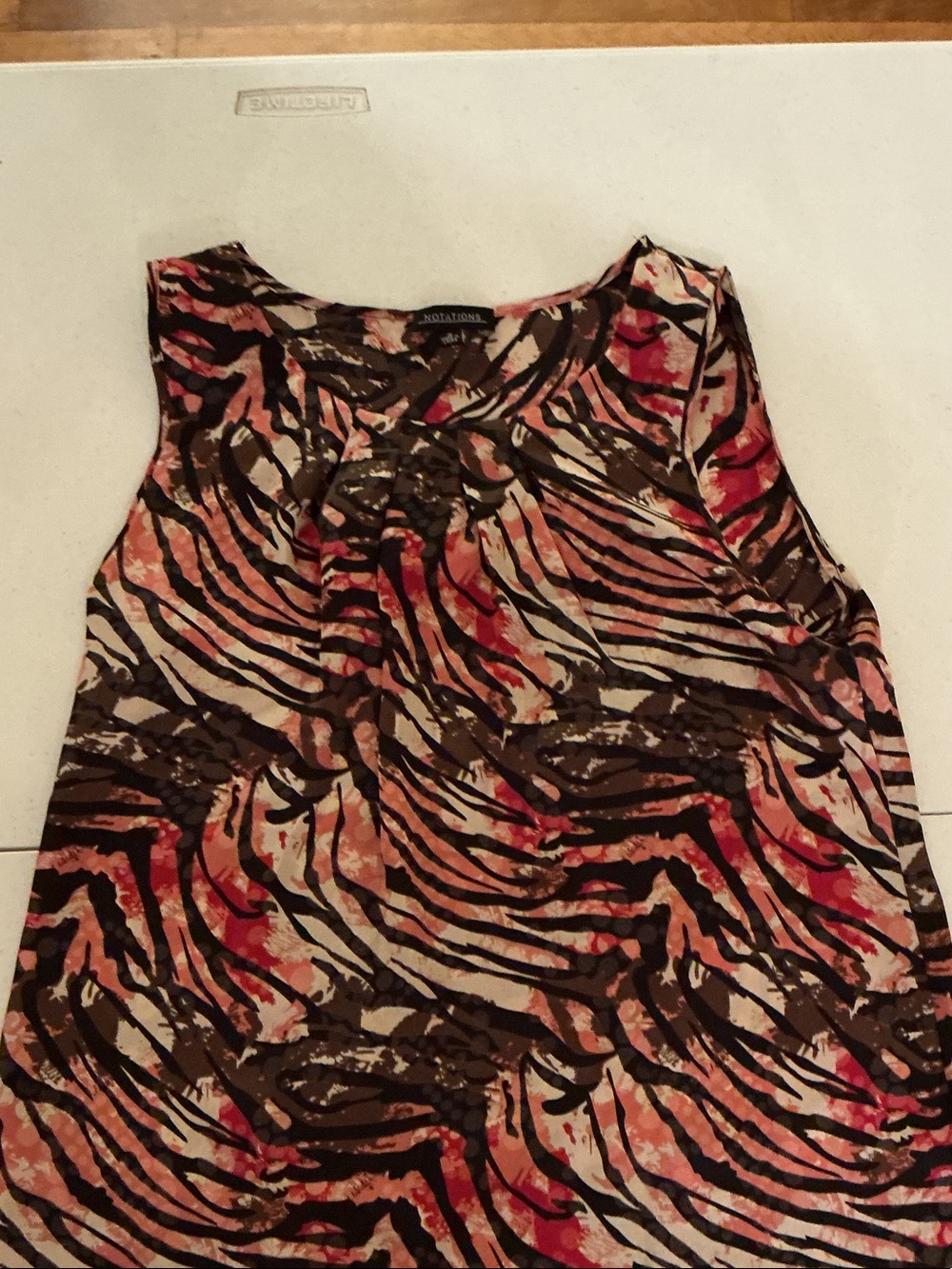Notations Sleeveless Animal-Print Tank in Brown and Coral